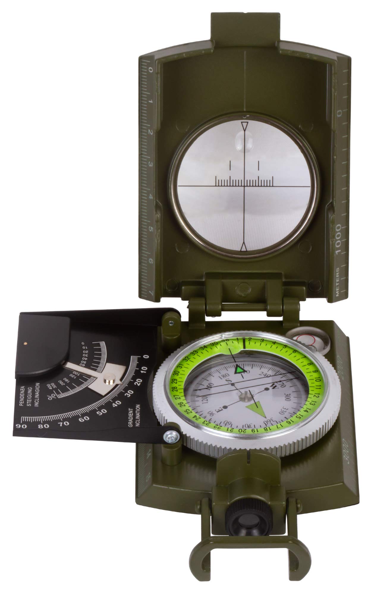 Levenhuk Army AC20 Tactical Liquid Compass with Sighting Slot, Clinometer, Map Scales, Bubble Level, Strap and Carrying Bag