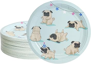Amazon Com Blue Panda 80 Pack Disposable Paper Pug Plates For