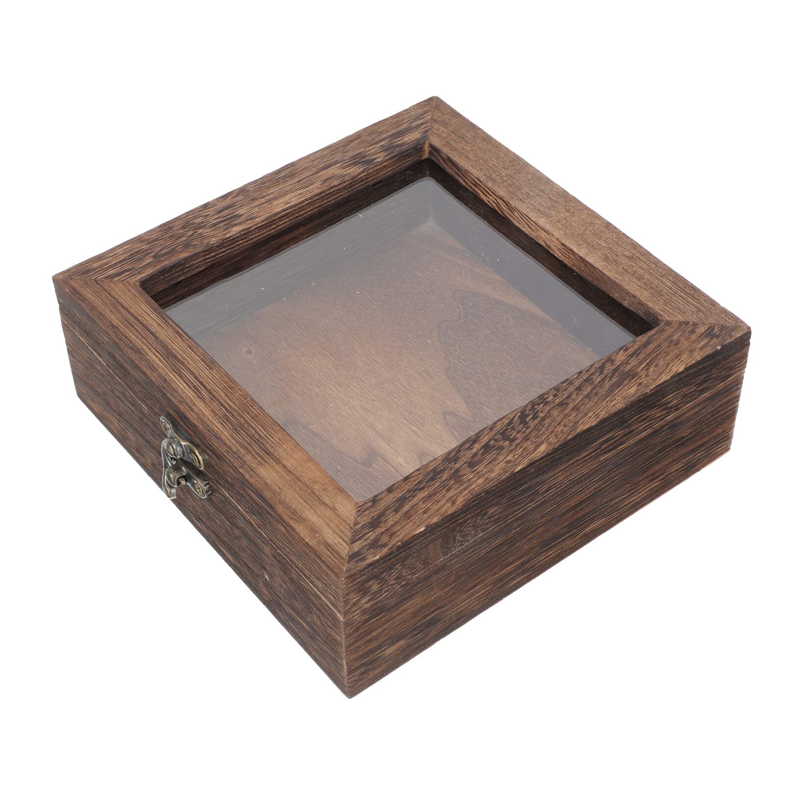 NUOBESTY Wooden Jewelry Organizer Specimen Display Case Vintage Sample Display Box Lidded Specimen Box Flip-Type Small Jewelry Sample Container Jewelry Packaging, 15x15 CM