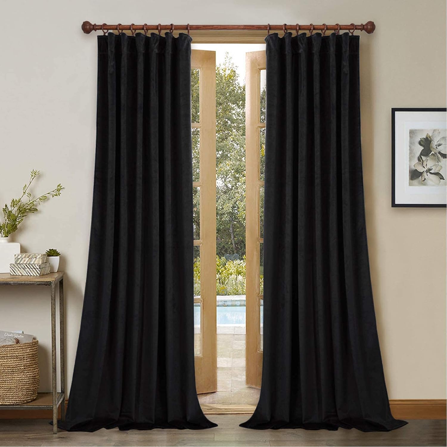 Window Treatments - StangH Black Velvet Curtains Set of 2 Blackout Panels 120-inches Extra Long Thick Thermal Insulated Drapes Total Privacy Protect Panels for Film Room/Basement, 52W x 120L, 2 Pcs