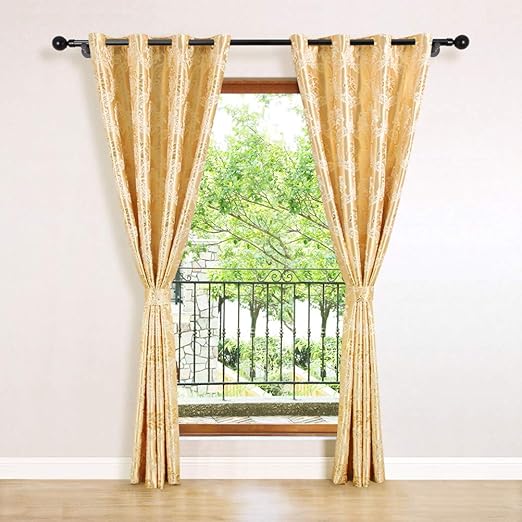 Amazon Com Elkca Luxury Gold Jacquard Curtains For Living Room