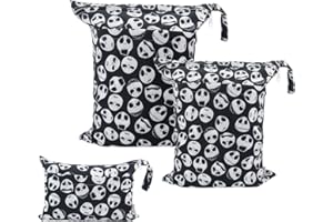 ALVABABY 3pcs Baby Cloth Diaper Wet Dry Bags Waterproof Reusable with Two Zippered Pockets Travel Beach Pool Daycare Soiled Baby Items Yoga Gym Bag for Swimsuits or Wet Clothes 3L-YA132