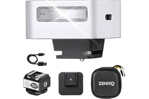 ZENIKO ZF08 Mini Camera Flash Speedlite with Flash Height Booster, Capable of Continuous Flash Shooting,Aluminum,for Fuji/Sony/Nikon/Canon/Olympus/Leica/Any Cameras with Single-Contact Hotshoe