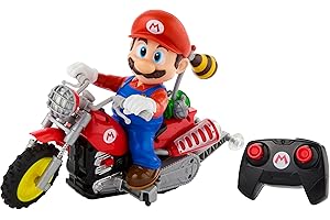 Hot Wheels RC Motorcycle, Remote-Controlled Mario Wheelie Motocross RC from The Super Mario Galaxy Movie with Mario Figure