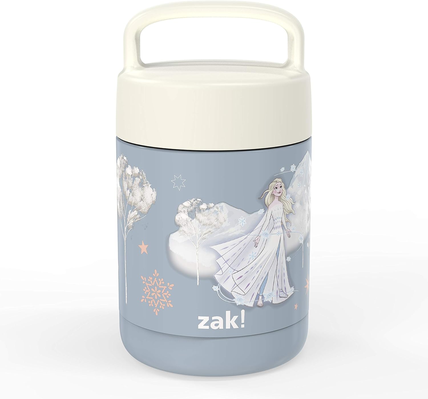 Zak Designs Disney Frozen Movie Kids' Vacuum Insulated Stainless Steel Food Jar with Carry Handle, Thermal Container for Travel Meals and Lunch On The Go, 12 oz, Elsa