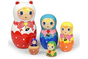 GRPSKCOS Russian Nesting Dolls Bear Matryoshka Dolls Toys Cute Cartoon Handmade Stacking Dolls Set of 5 for Kids (11 Princess)