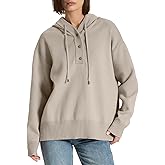 LIMINEMI Womens Sweaters Soft Knit Pullover Henley Neck Long Sleeve Drawstring Button Front Casual Trendy Hoodies