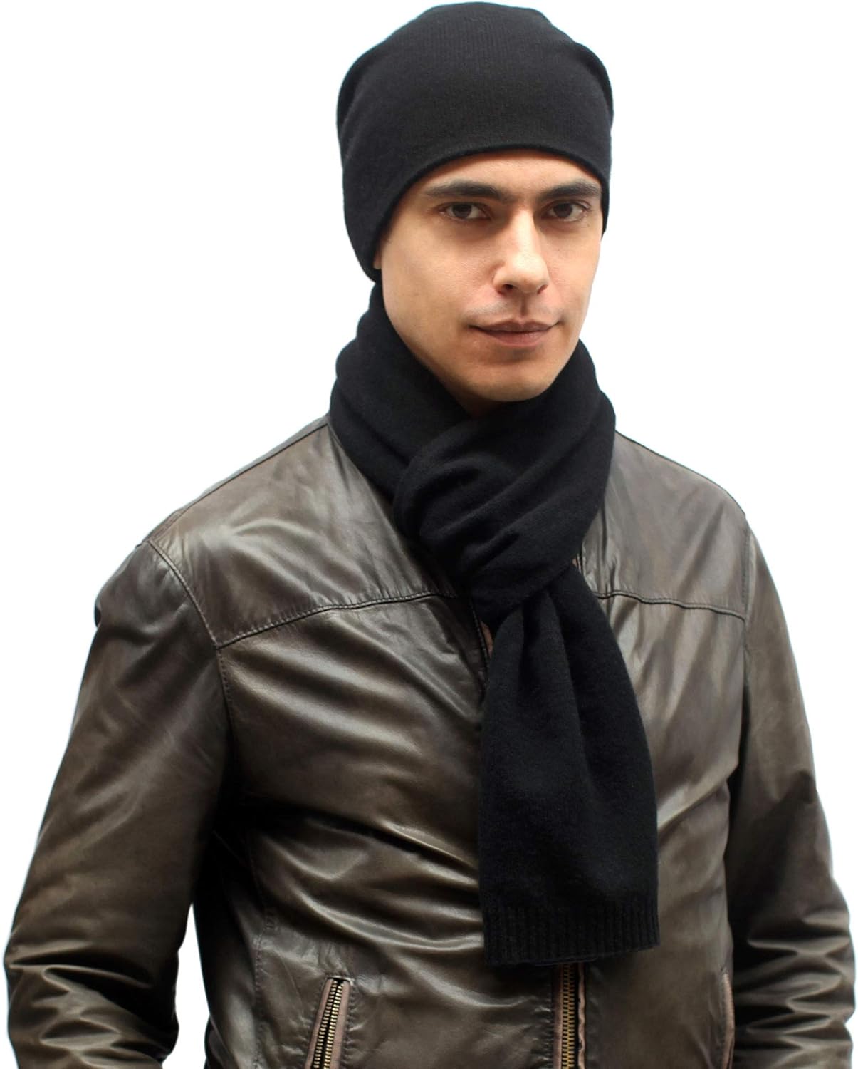 mens cashmere hat and scarf set