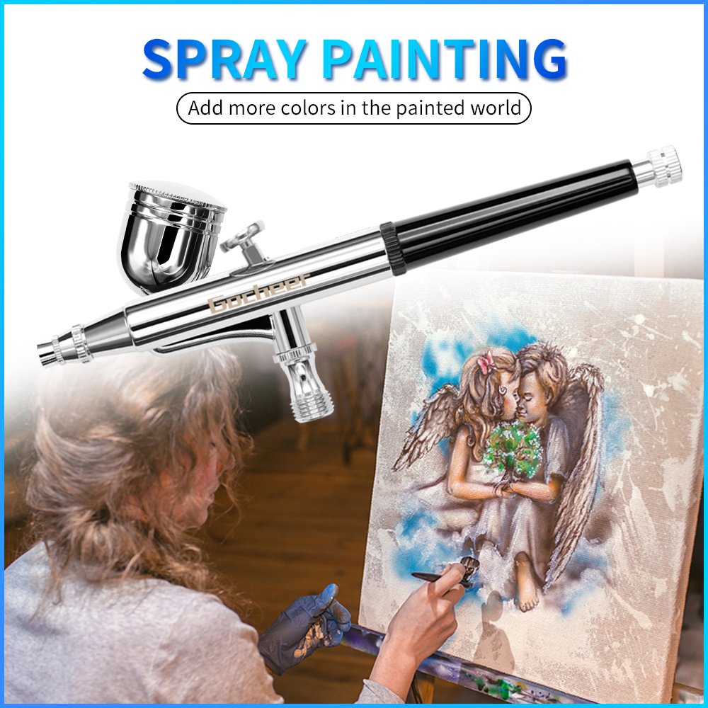 Gocheer Profi Airbrush Kompressor Kit, für Airbrush Pistolen Set Double