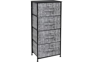 Sorbus Nightstand with 4 Drawers - Bedside Furniture & Night Stand End Table Dresser with Steel Frame, Wood Top, Easy Pull Fabric Bins for Home, Bedroom Accessories, Office & Dorm