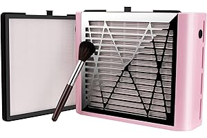 BRANTMAKER Nail Dust Collector with Brush and 2 Reusable Filters, 60W Vacuum Dust Fan for Acrylic Nails (Pink)