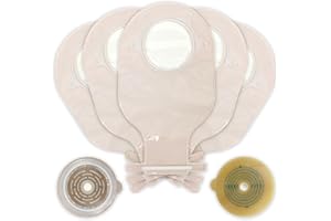 RLOVAL 20 PCS Colostomy Bags, Ostomy Supplies, Two Piece Drainable Pouches Thickened Hydrocolloid Ostomy Bag for Ileostomy Stoma Care, Cut-to-Fit (Max 70mm) (20PCS Bags+5PCS Barriers) (Two-Piece Model)