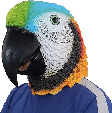 NECHARI Papagei Latex Kopfmaske Tier Vogel Maske für Halloween Kostüm