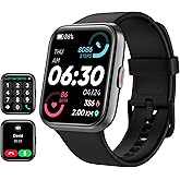 Tensky Smart Watch for Men/Women Android & iPhone, Alexa Built-in, 1.8" Touch Screen Fitness Tracker with Answer/Make Calls, 3ATM Waterproof Heart Rate/Sleep/SpO2 Monitor, Pedometer, 100+ Sport Modes
