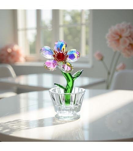 Flower❣️ Amazon.com: Crystal Flower Figurine Faceted Glass Multicolor