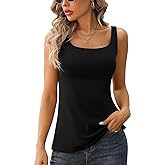 V FOR CITY Tank Top for Women with Built-in Padded Bra Adjustable Wide Strap Camisole Cotton Cami Shirts