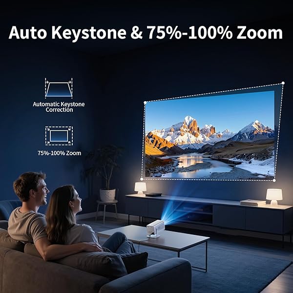 MINI PROJECTOR WITH WIFI AND BLUETOOTH, NATIVE 1080P PORTABLE OUTDOOR MOVIE PROJECTOR, 4K SUPPORTED, COMPATIBLE WITH SMARTPHONE/TV STICK/HDMI/USB/PS5, FOR HOME THEATER, BEDROOM, OUTDOOR