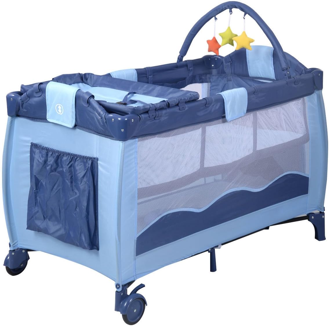 New Blue Baby Crib Playpen Playard Pack Travel Infant Bassinet Bed Foldable