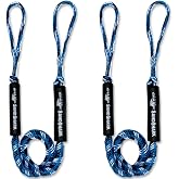 SandShark Anchor Premium Bungee Dock Lines for Boats, 2-Pack - Anchor Rope Boat Accessories Marine, Boat Anchor - Stretches 4-5.5 ft, Absorbs Shock, Reduces Pull - Ties to Dock, Cleats, Docks, Pylons