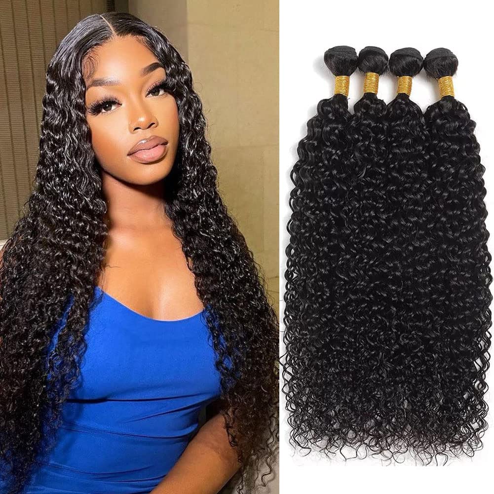 Brazilian Water Wave Bundles Human Hair 10A Unprocessed Virgin Hair (16 18 20 22 Inch) 4 Bundles Wet and Wavy Human Hair Bundles Hair Extensions for Black Women Natural Color — image 1