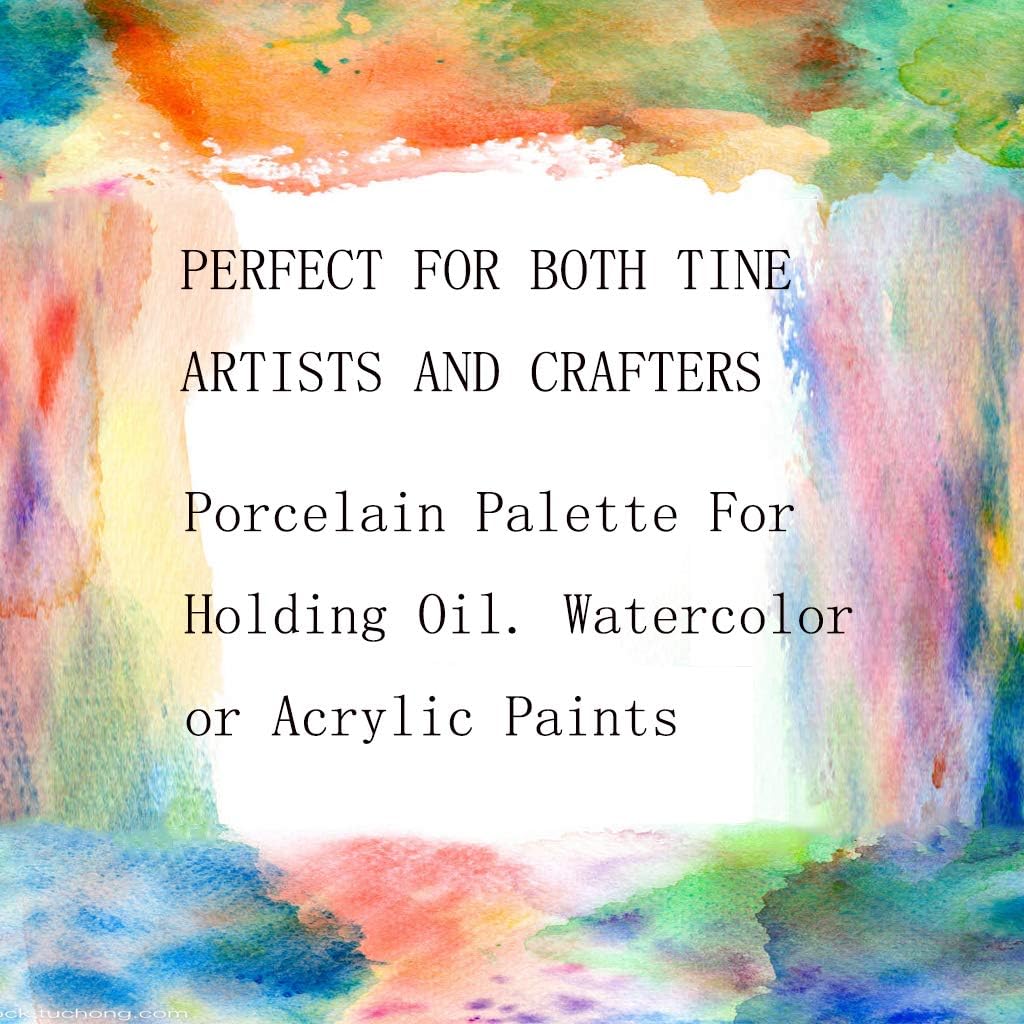 Ceramic Artist Paint Palette,Porcelain Watercolor Palette,Ceramic Mixing Tray for Watercolor Gouache Painting,8 Wells,7 inch, White, Square: Everything Else