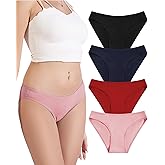 FANYOUNA Women's Cotton Bikini Briefs Underwear Packs,Sexy Cheeky Hipster,Stretch Breathable Low Rise Panties for Ladies