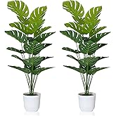 SAJANDAS Set of 2 Artificial Monstera Deliciosa Plants in Pots, Fake Tropical Trees with Greenery Leaves Stems, 45 Inch Faux Swiss Cheese Floor Plants for Porch, Garden, Office, Store, Home Decor