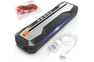 OIDOZAC Vacuum Sealer Machine, Automatic Food Vacuum Sealer 5 Modes with 15 Sealer Bags and Built-in Cutter, Compact One-Touch Food Sealer Vac Pack Machine for Sous Vide & Dry Moist Foods, Black