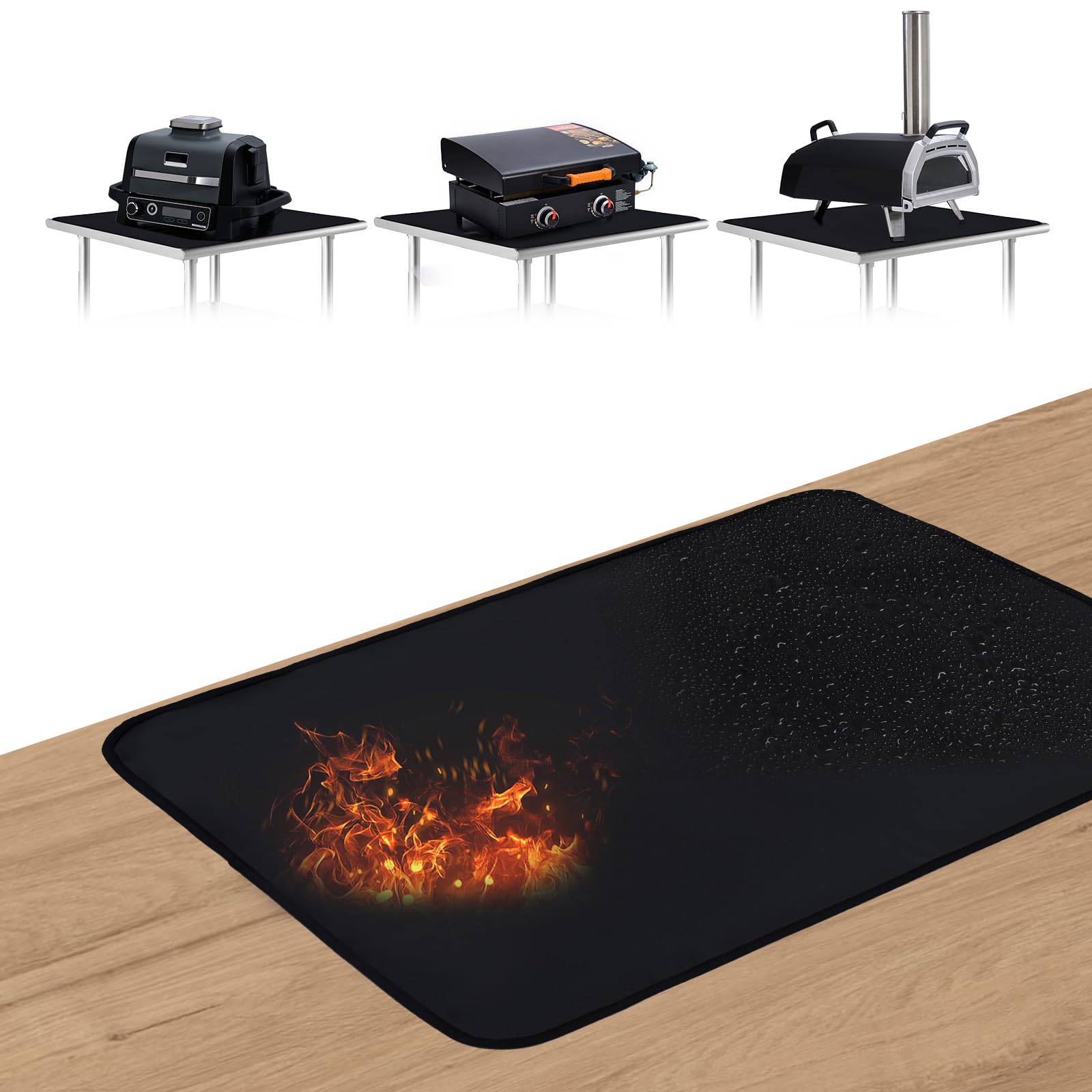 Photo 1 of SUITMAT Heat Resistant Grill Mat for Countertop, Fireproof & Waterproof Mat for Outdoor Tabletop Grill, Outdoor Deck Protector, 24 x 31 in (0.8 mm)
