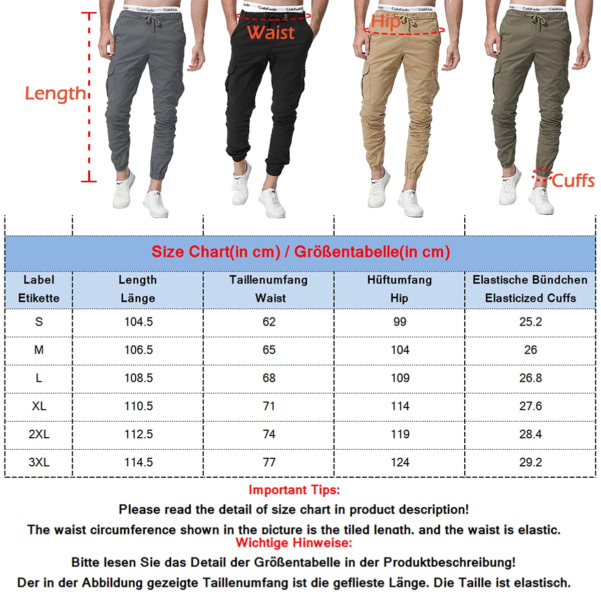ZOEREA Herren Hose Chino Cargo Hose Jogginghose Herren Baumwolle Braun Casual Sweatpants Herren Freizeithose Elastische Pants L 7