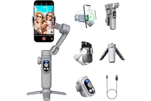 Professional Gimbal Stabilizer for Smartphone w/Wireless Charging OLED Display LED Light Focus Wheel, 3-Axis Phone Gimbal Stabilizer for iPhone 15 14 13 12 Pro/Max/Xs Galaxy S23-AOCHUAN Smart X Pro