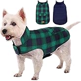 Kuoser Reversible Winter Coat, British Style Jacket for Small Dogs, Warm Windproof Puppy Cold Weather Clothes Vest, Green XS