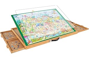 ALL4JIG Adjustable Jigsaw Puzzle Board with 4 Drawers & Cover - 3-Tilting-Angle Jigsaw Wooden Puzzle Table for Adults 25"x34"
