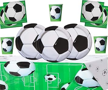 Partie De Football Vaisselle Pack Enfants Fete D Anniversaire Decoration Partie De Football Banniere De Football Assiettes Tasses Serviettes De Table 16 Amazon Fr Jeux Et Jouets