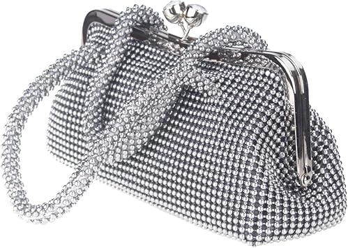 silver clutch bag with strap