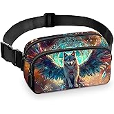 Wolf Fanny Pack for Women Belt Bag Fashion Waist Pouch with Adjustable Strap for Sports Running Traveling Hiking Camping Cycling