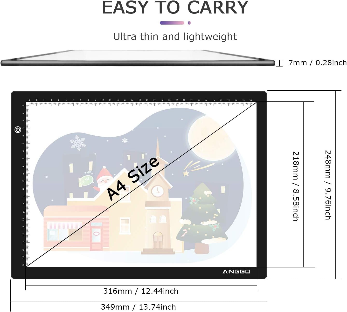 ME456 A4 LED Light Box 9x12 Inch Light Pad Only 5mm Ultra-Thin USB Power Light Table For Tracing - Heat Press Authority