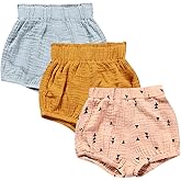 MYGBCPJS Baby Girls Boys 3 Pack Cotton Linen Blend Cute Bloomer Shorts Loose Harem Shorts