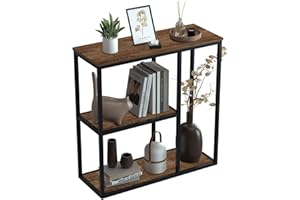 WOHOMO Console Table, Small Entryway Table with Storage Shelves 12'' Narrow Sofa Table Modern Hallway Table for Living Room 31.5" x12''x31.5'' Walnut