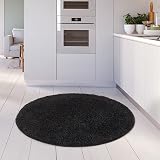 THE RUGS Living Room Round Shag Rug 120 cm Black 30 mm Thick 100% Polypropylene view 2