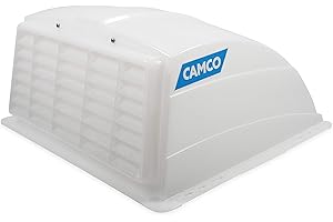 Camco RV Roof Vent Cover | Allows High Flow Air Ventilation Into Your RV, Rain or Shine | Easy Installation | Installation Hardware Included, White (40433)