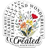 (3Pcs) Fearfully and Wonderfully Created Stickers Christian Stickers Faith Stickers Decal Waterproof Vinyl Stickers Adult for Laptop Car Tumbler Water Bottle Mug Phone Notebook Helmet Size 3”x2.3”