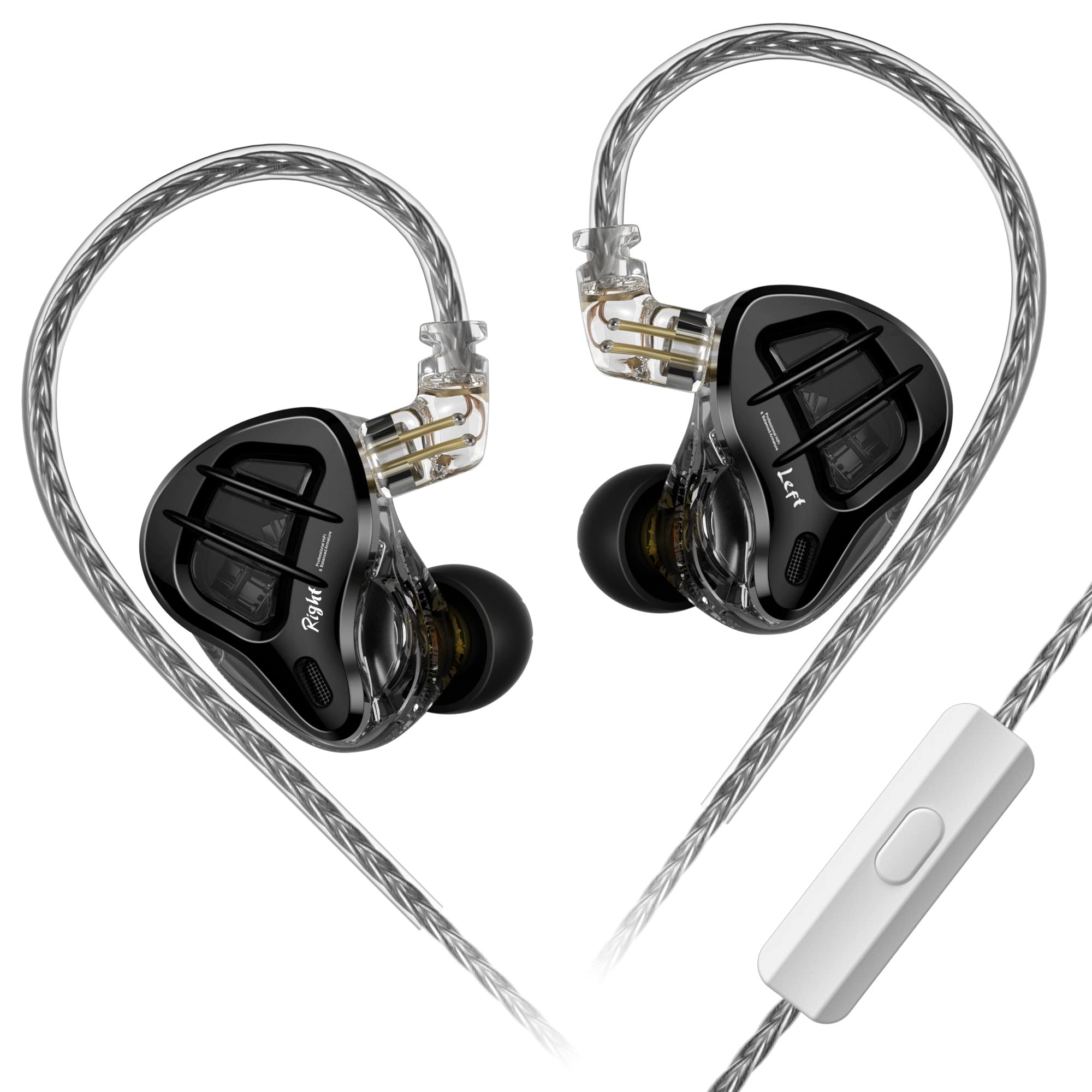 KZ ZAR HiFi In Ear Monitors 1DD 7BA Hybrid Drivers In Ear Earphone IEM with Silver-Plated Detachable Cable 2PIN for Musician Singer Audiophile (with mic)