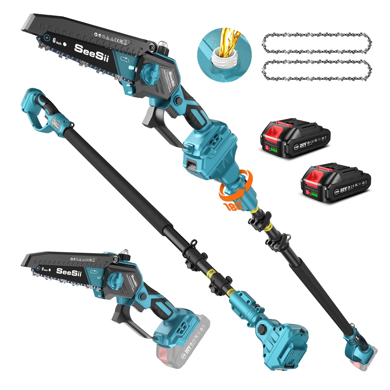 Photo 1 of **SIMILAR ITEM, SHOWN FOR REFERENCE**  2-in-1 Electric Pole Saws: 6 Inch Mini Chainsaw Cordless with Extension Pole, 2Pcs Batteries, Brushless Chain Saw for Limb Branch Cutter, Battery Tree Trimmers Pruner,16Ft Long Reach