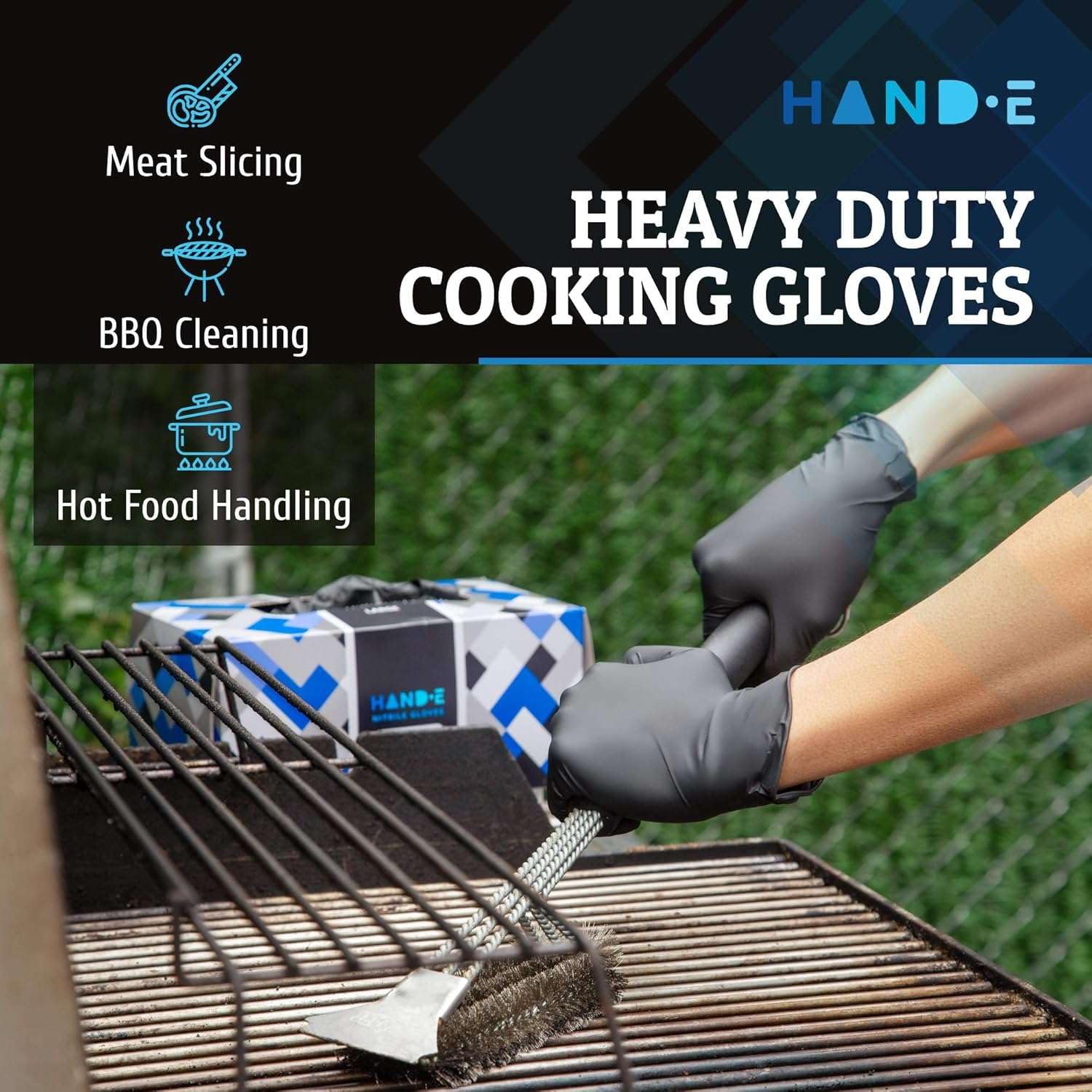 Hand-E Touch Black Nitrile Medical Gloves - Extra Thick 5 Mil, Disposable, Medium, 200 Count - Surgical, Latex Free, Powder Free Exam Gloves