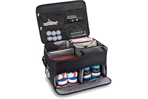 Golf Trunk Organizer 2 Layer, Car Storage Organizer with Individual Ventilated Compartment for 2 Pairs Shoes, Golf Car Locker
