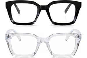 Onrtry Thick Square Frame Glasses for Women Men Non-prescription Clear Lens Eyeglasses