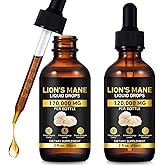 MAYPJHEH 2-Pack Lions ManeMushroom Drops – Brain Supplement 120,000 MG, Memory Focus & Immunity Vitamins, Plant Extract 4 Oz