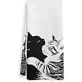 XNXLDYLH Valentine Valentines Cat Kitchen Towels for Cat Lovers, Cat Decor Decorations for Cat Lovers, Cat Gifts for Women, Funny Valentine Cat Bathroom Decor Dish Hand Tea Towels, 16x24 Inches