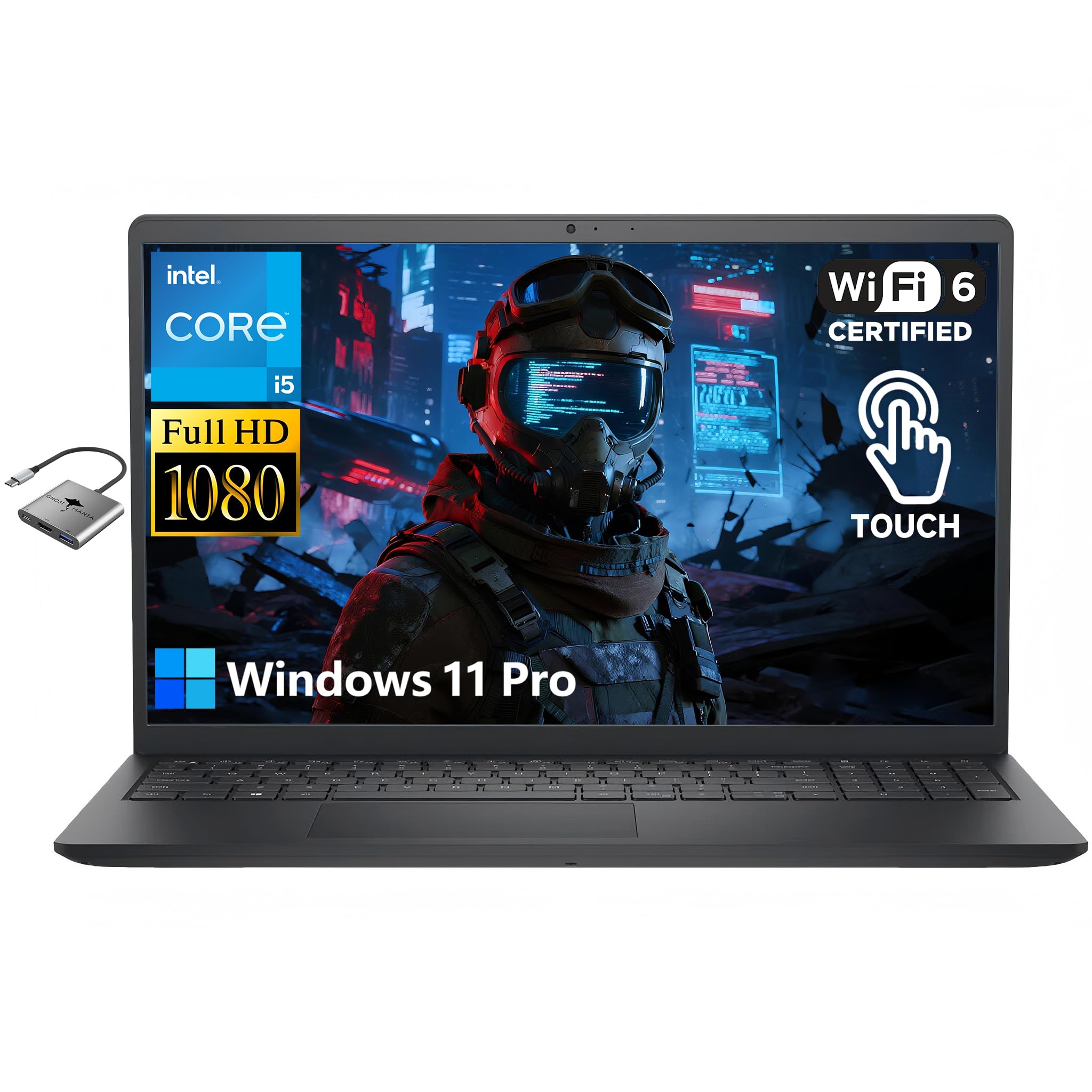 Computadora portátil Dell con pantalla táctil 2K de 15.6" - Intel 10-Core i5-1334U (Beat Ryzen 7 7730U), 32GB RAM 1TB SSD, Win 11 Pro WiFi6 Batería de larga duración Bluetooth, computadoras portátiles para juegos empresariales con accesorio GM